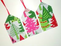 Reusable Gift Tags<br>Red and Pink Christmas Trees