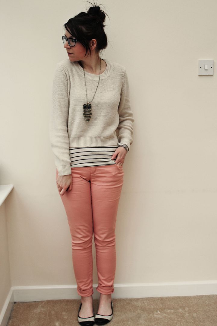 Peach pants outlet outfit