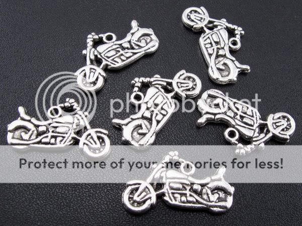60PCS Tibetan Silver Motorcycle Charm Bead Pendants f#96  