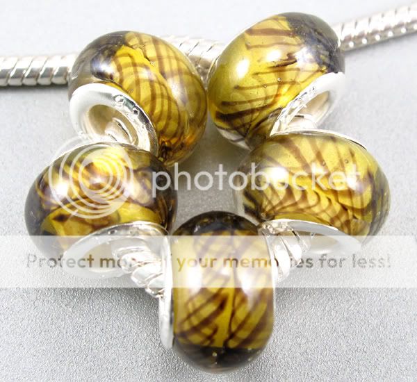 5pc Murano Lampwork Glass Beads Fit Charm Bracelet g105  