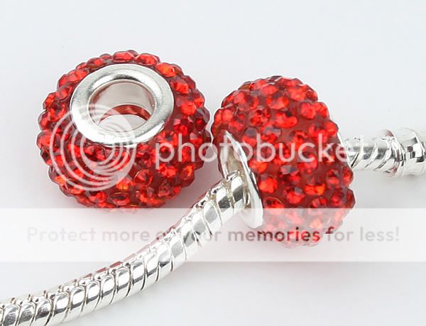 2pcs red Swarovski Crystal Charm Beads fit bracelet  