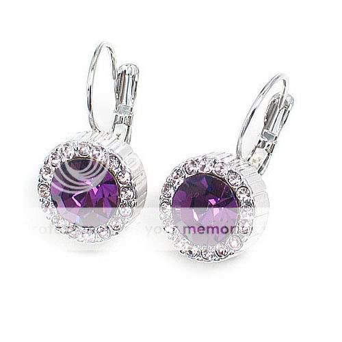 Exquisite Elegant Purple Crystal Round Korean Fashion valentines 