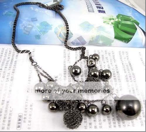 Korean Lovely Gun Black Ball Mulitlayer Chain Valentines Necklace 