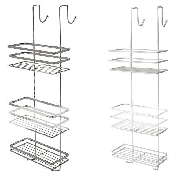 LARGE 3 TIER CHROME OR WHITE HANGING SHOWER CADDY STORAGE RACK BASKETS ...